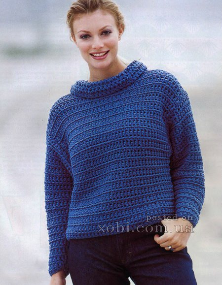 простой женский пуловер крючком