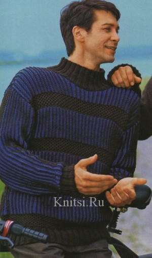 Пуловер с узорчатыми полосами