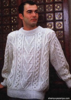 Пуловер из аранских узоров для мужчин