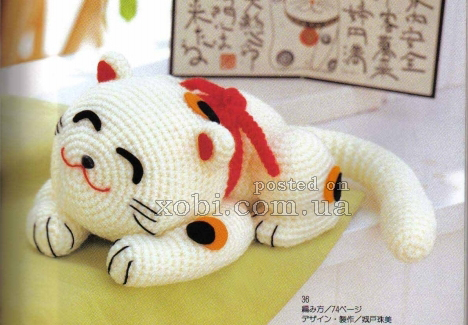 японский кот вязаный крючком