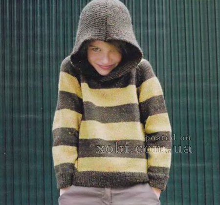 детский полосатый джемпер с капюшоном