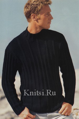 Черный свитер с фантазийной резинкой