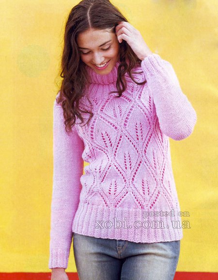 женский свитер с ажурным узором