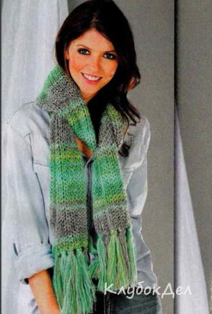 Женский шарф. Вязаный спицами шарф для женщин модный аксессуар