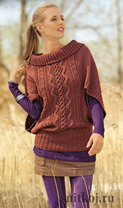 Узорчатый пуловер – пончо