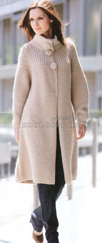 стильное вязаное пальто