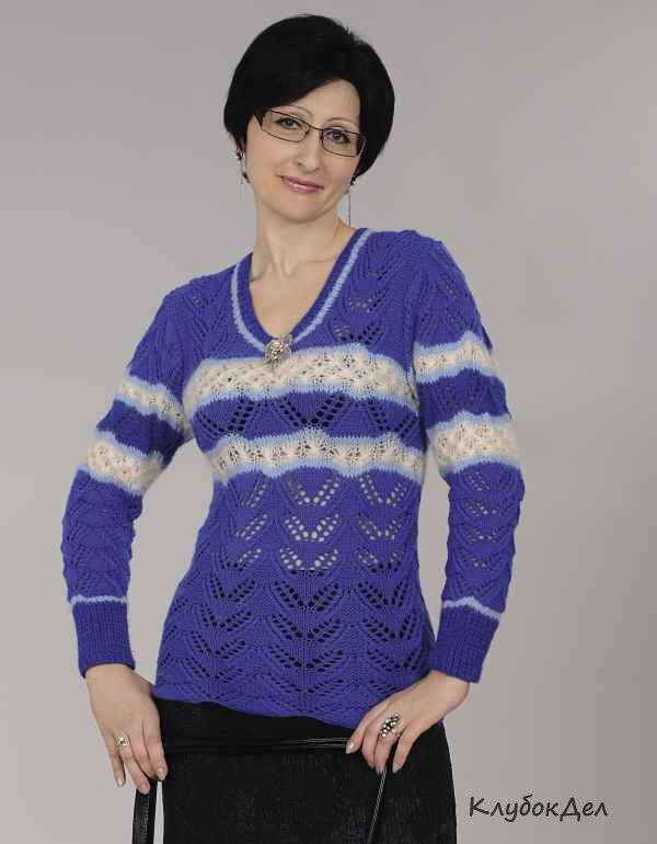 Женский пуловер спицами схемы и описание