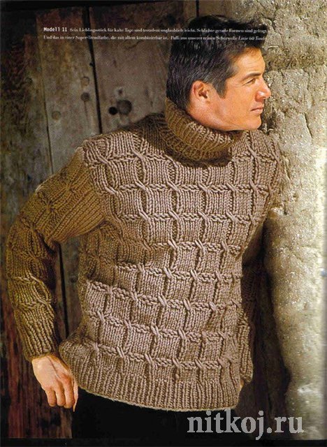 Мужской свитер спицами