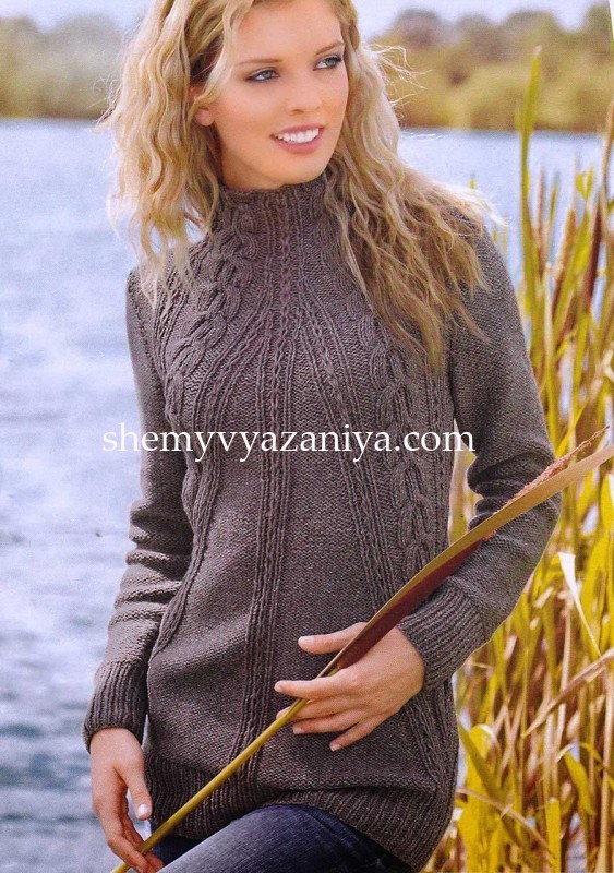 Пуловер-реглан с воротником стойка